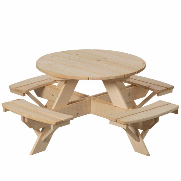 Gardenised Kids Round Picnic Table Bench, Outdoor Children's Backyard Table, Dining, and Playtime Patio Table QI004616